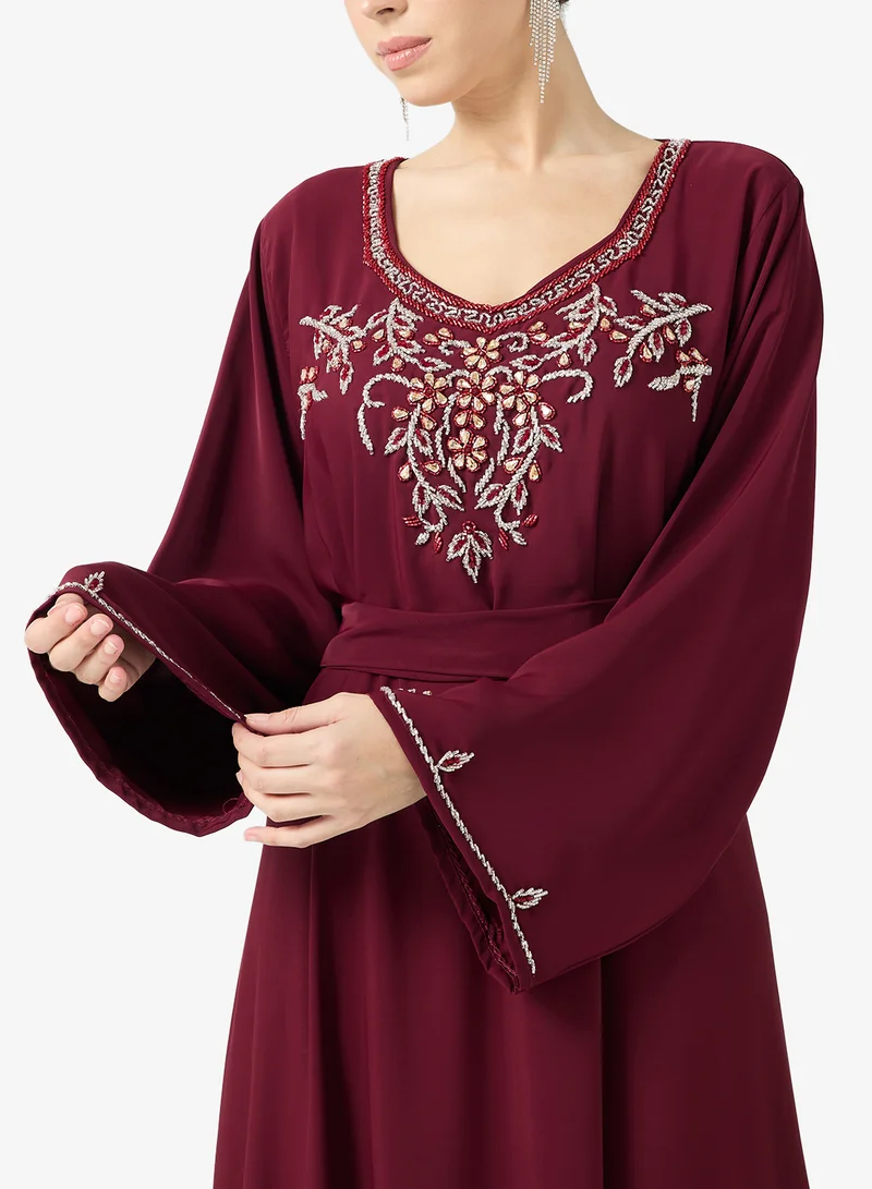 hayas closet  Embellished Belted Jalabiya for Women | Best Price UAE
